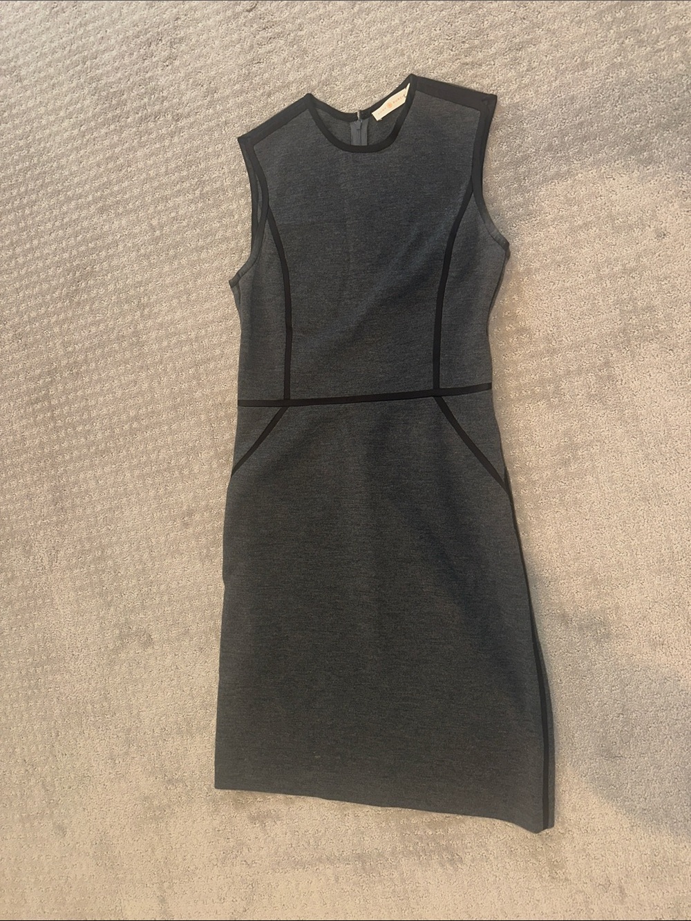 Tory Burch Charcoal Sheath Dress with Black Contrast Trim